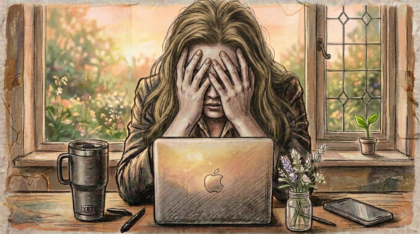 Overwhelmed worker covering their face at a desk surrounded by paperwork